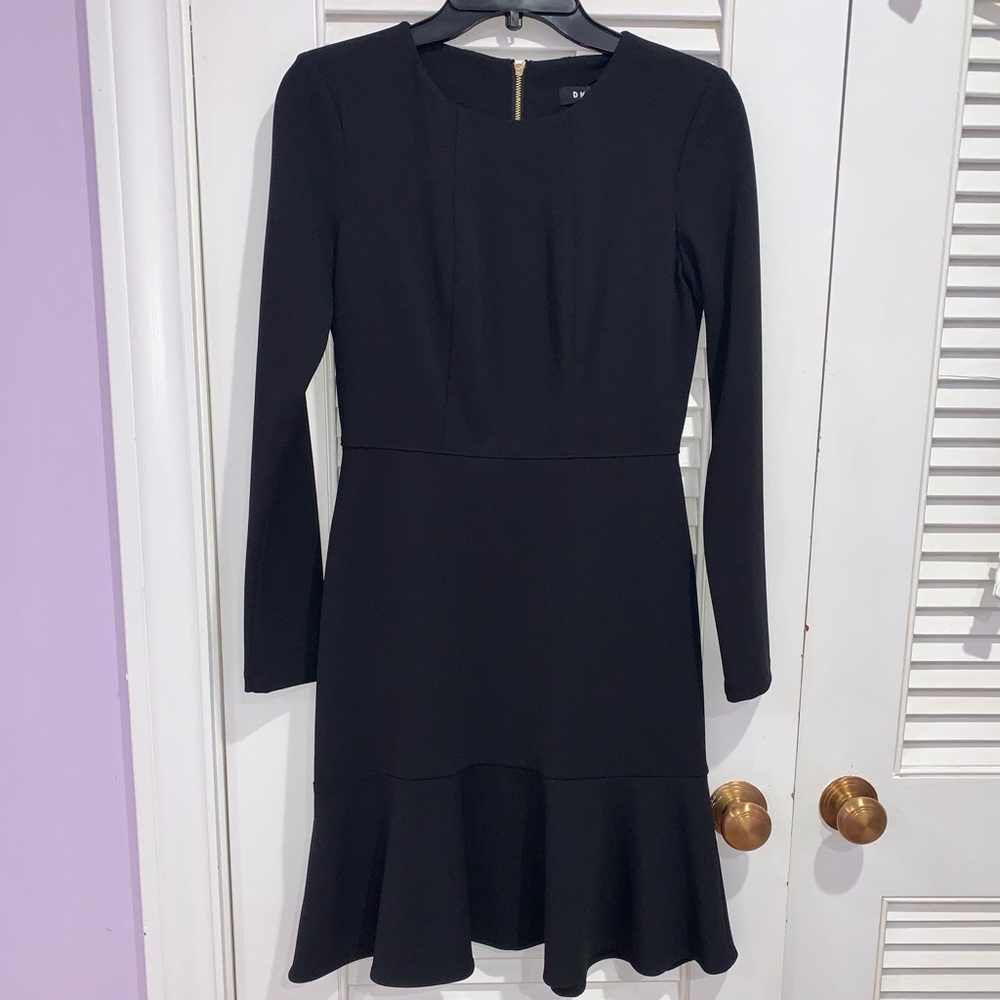 DKNY Black, Long Sleeved, Seamed Fit Dress